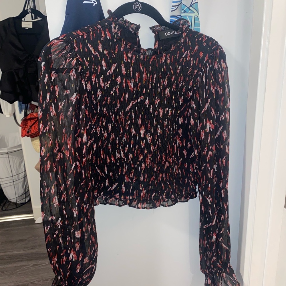 DO+BE long sleeve print ribbed top